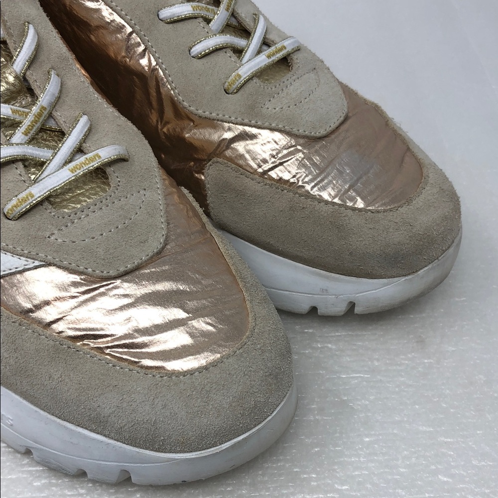 Wonders Oslo Sneakers Gold And Beige Leather Size 38 EU - Picture 7 of 16